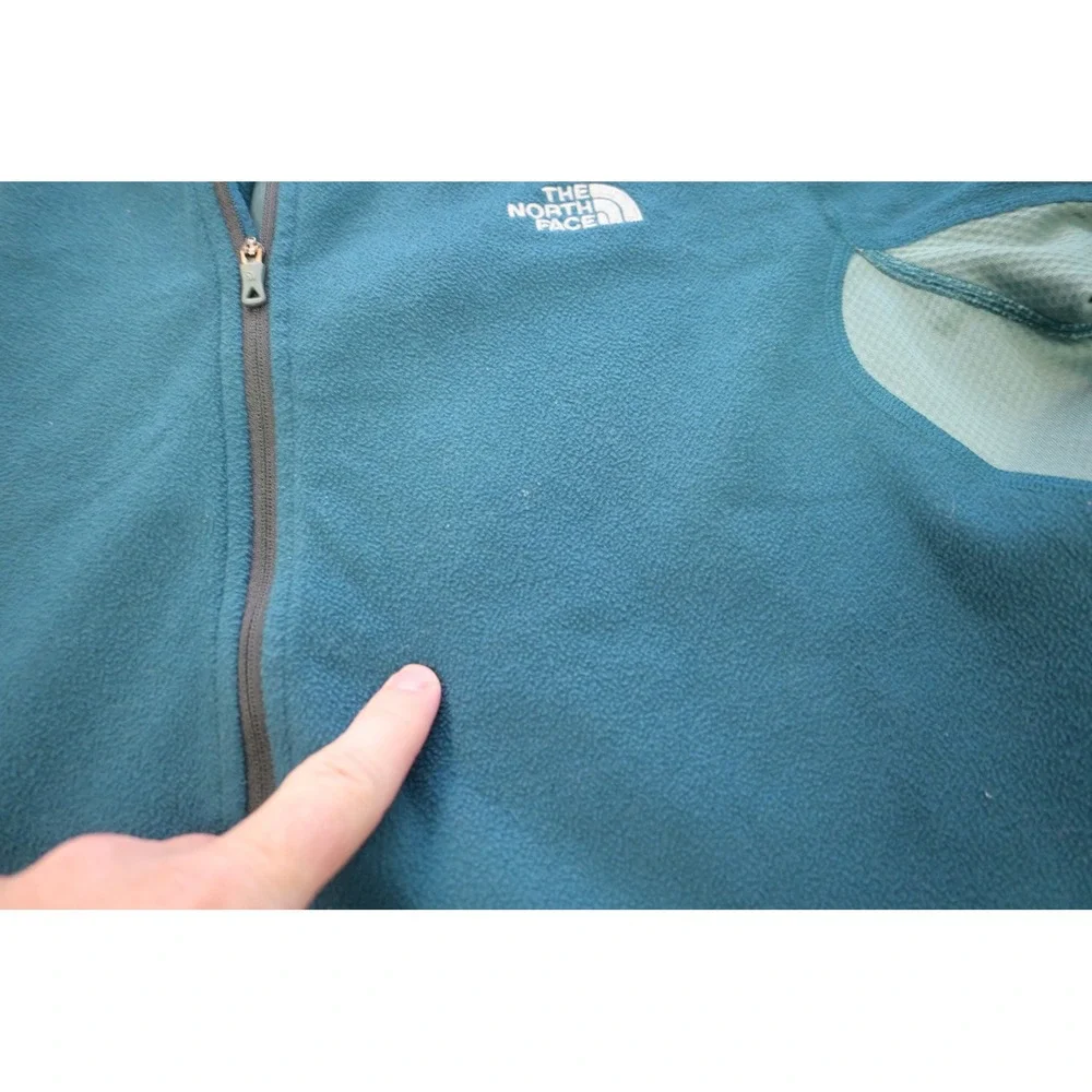 The North Face Fleece Jacket Mens Large Blue Full Zip Mock Neck Camp Hiking